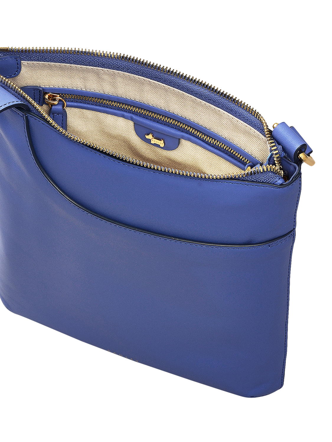 Product image 3 of 4, which shows Radley Leather Pockets Medium Zip Top Cross Body Bag, Yves Blue