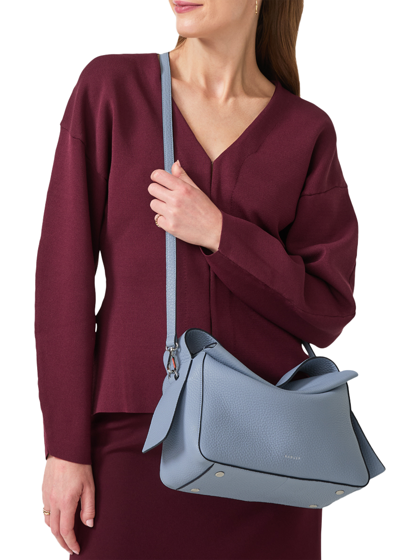 Product image 5 of 5, which shows Radley De Beauvoir Leather Medium Zip Top Grab Bag, Smoke Blue