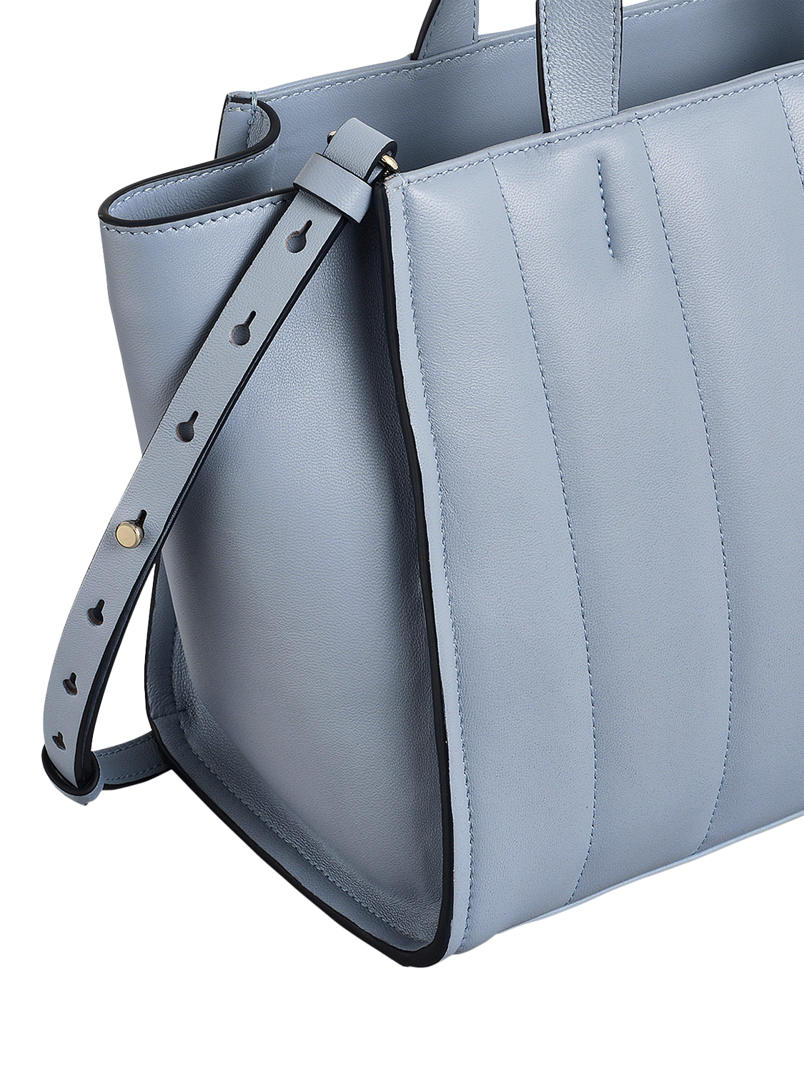 Product image 4 of 6, which shows Radley Oak Street Leather Quilted Medium Zip Top Grab Bag, Smoke Blue