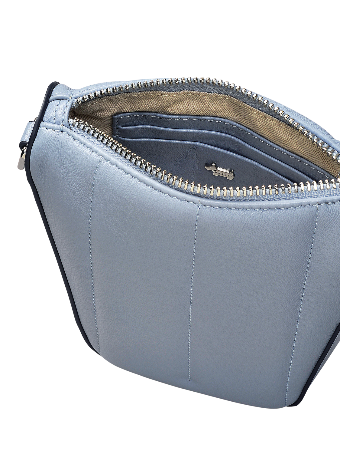 Product image 3 of 5, which shows Radley Oak Street Leather Quilted Medium Phone Cross Body Bag, Smoke Blue