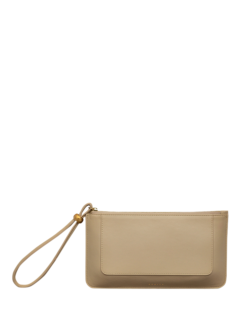 Product image 1 of 4, which shows Radley The Compton Leather Medium Zip-Top Pouch, Stone