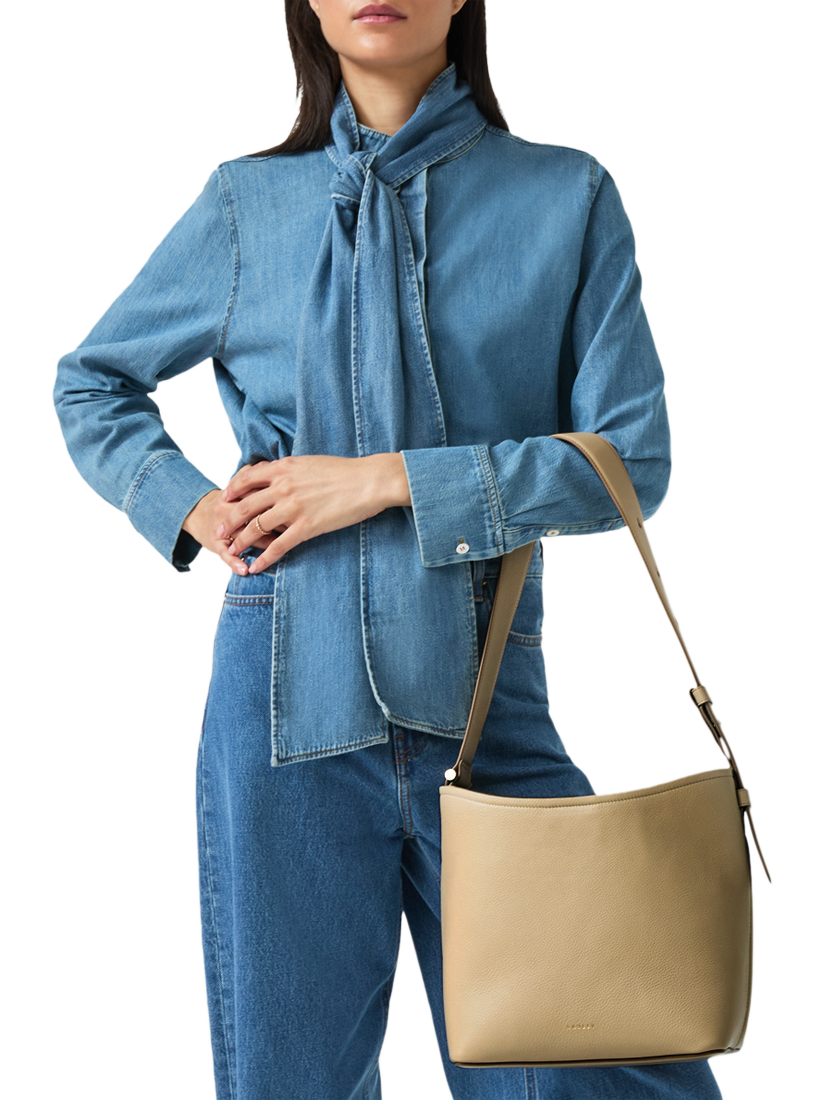 Product image 5 of 6, which shows Radley Bathurst Mews Leather Medium Zip-Top Shoulder Bag, Stone