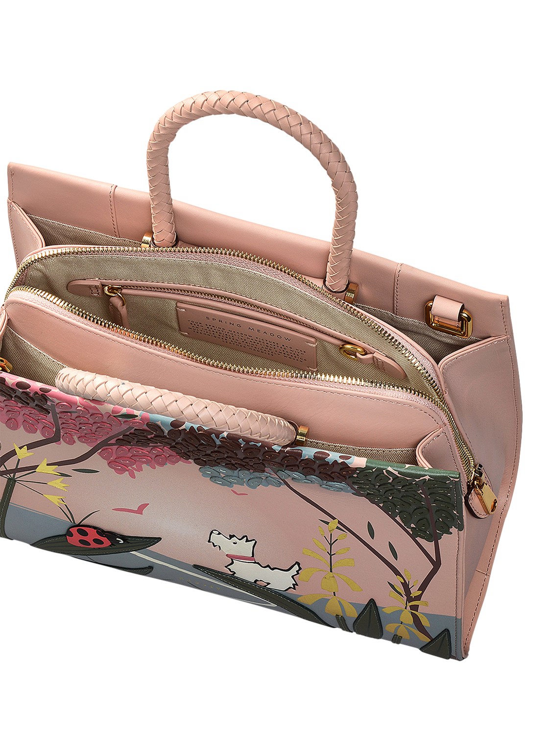 Product image 3 of 4, which shows Radley Spring Meadow Leather Medium Zip-Top Grab Bag, Pink Multi