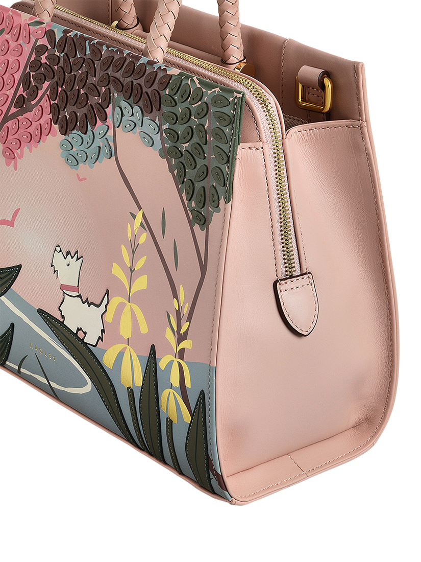 Product image 4 of 4, which shows Radley Spring Meadow Leather Medium Zip-Top Grab Bag, Pink Multi