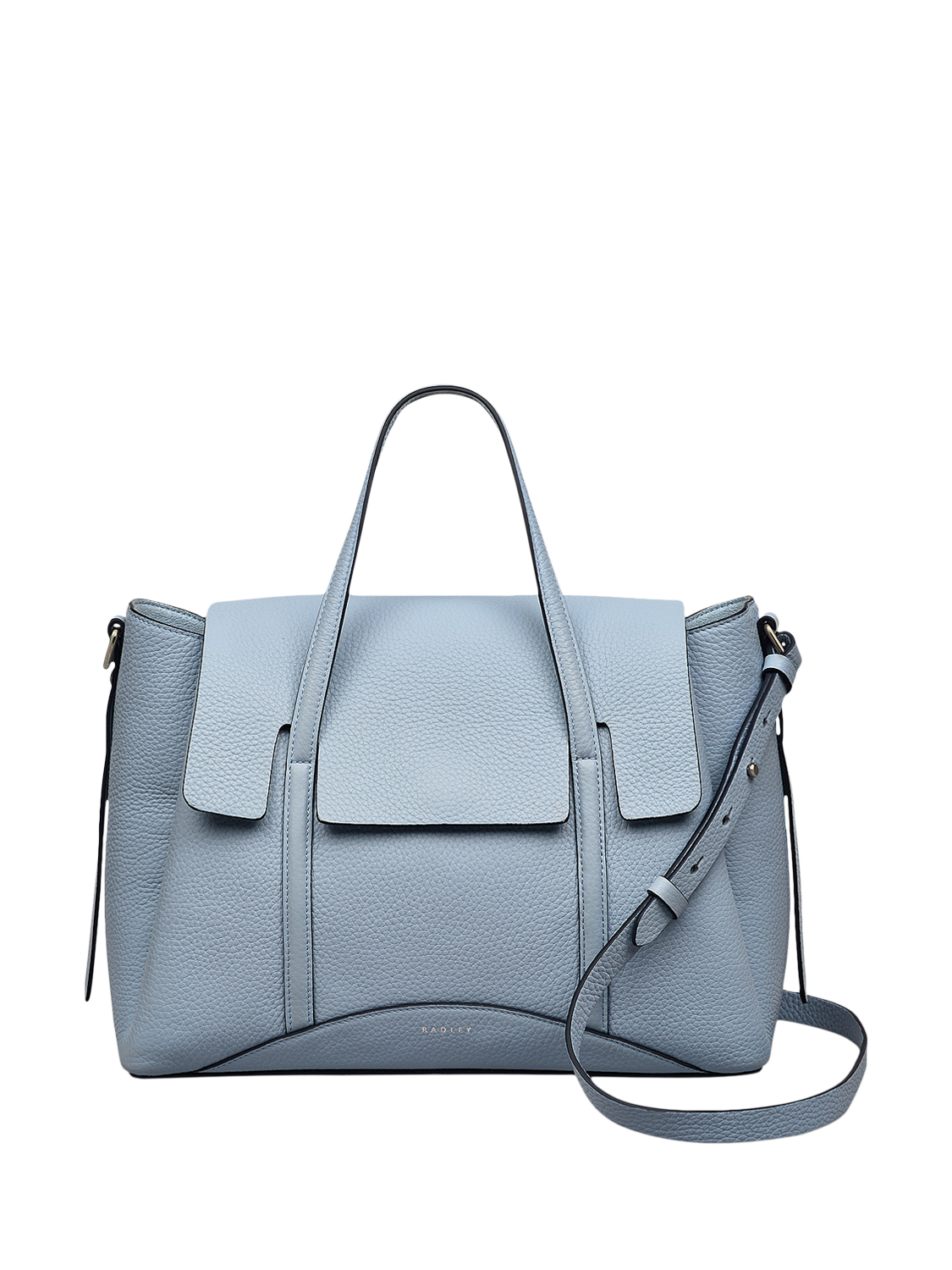 Product image 1 of 8, which shows Radley The Chancery Leather Medium Flap Over Grab Bag, Smoke Blue