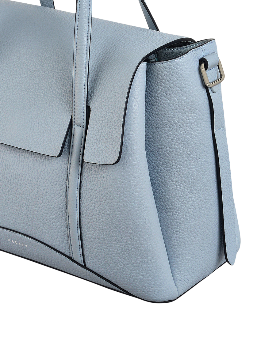 Product image 4 of 8, which shows Radley The Chancery Leather Medium Flap Over Grab Bag, Smoke Blue