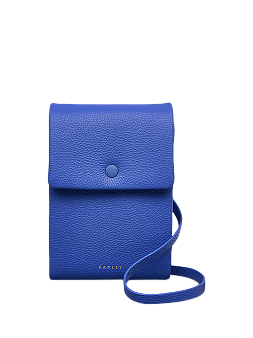 Product image 1 of 4, which shows Radley Mallow Street Leather Phone Cross Body Bag, Blue