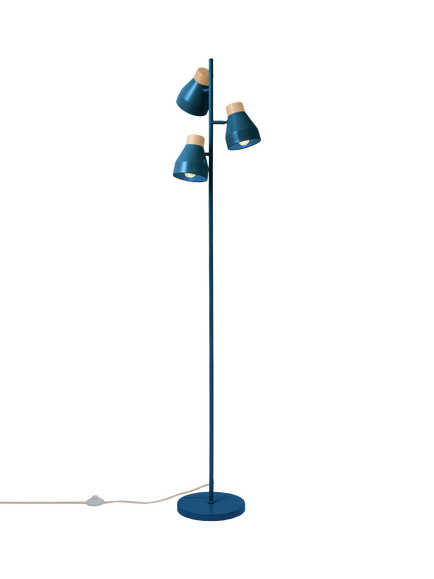 MADE Albert 3 Light Floor Lamp, Blue, Blue
