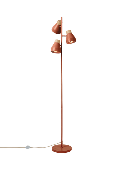 MADE Albert 3 Light Floor Lamp, Red, Red