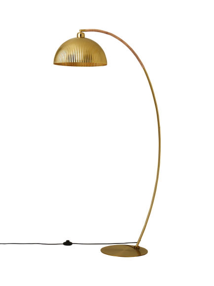 MADE Shell Shade Rattan Wrap Floor Lamp, Antique Brass, Metallics