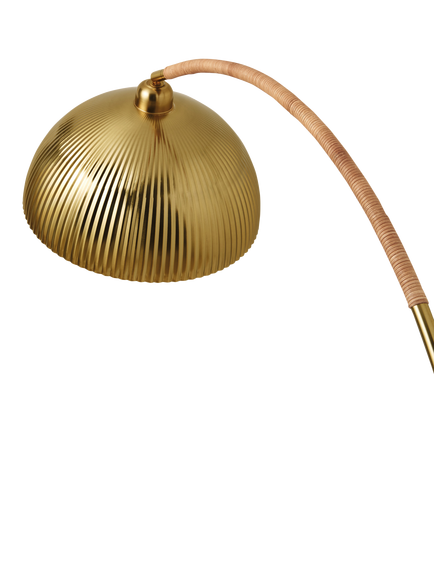 MADE Shell Shade Rattan Wrap Floor Lamp, Antique Brass - view 2, Metallics