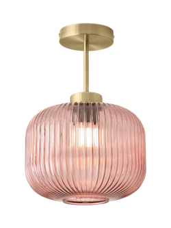 MADE Briz Semi-Flush Textured Glass Pendant Ceiling Light, Pink