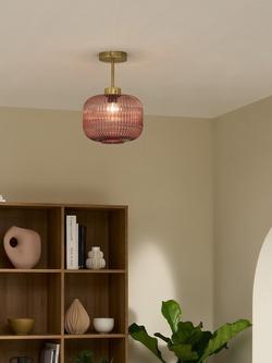 MADE Briz Semi-Flush Textured Glass Pendant Ceiling Light - view 2, Pink
