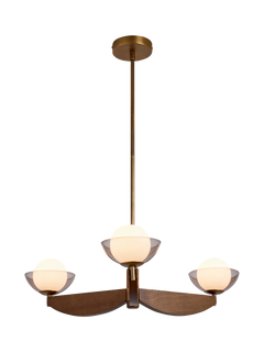 MADE Layla 3 Arm Wood Ceiling Light with Adjustable Glass Orbs