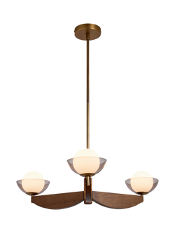 MADE Layla 3 Arm Wood Ceiling Light with Adjustable Glass Orbs, Multi