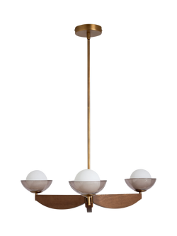 MADE Layla 3 Arm Wood Ceiling Light with Adjustable Glass Orbs - view 2, Multi