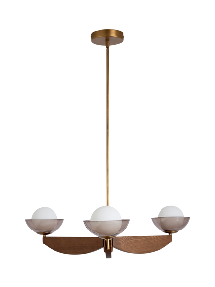 MADE Layla 3 Arm Wood Ceiling Light with Adjustable Glass Orbs - view 2, Multi