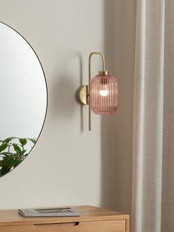 MADE Briz Textured Glass Wall Light, Pink - view 2, Pink