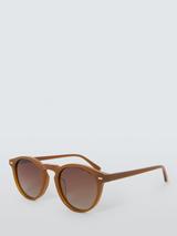 John Lewis Round Polarised Sunglasses, Light Brown
