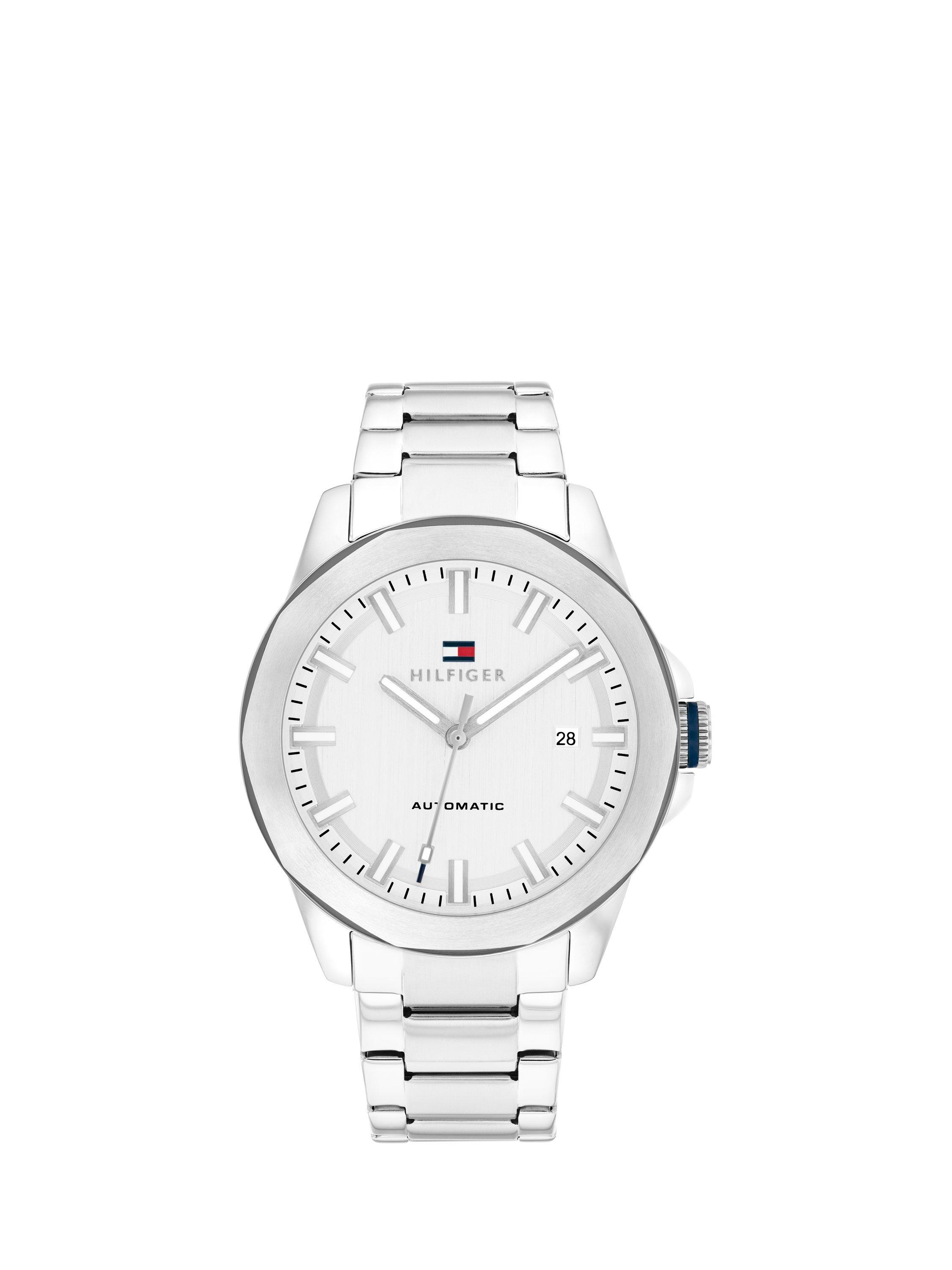 Product image 1 of 5, which shows Tommy Hilfiger 1710695 Men's Automatic Sea Gull Date Bracelet Strap Watch, Silver