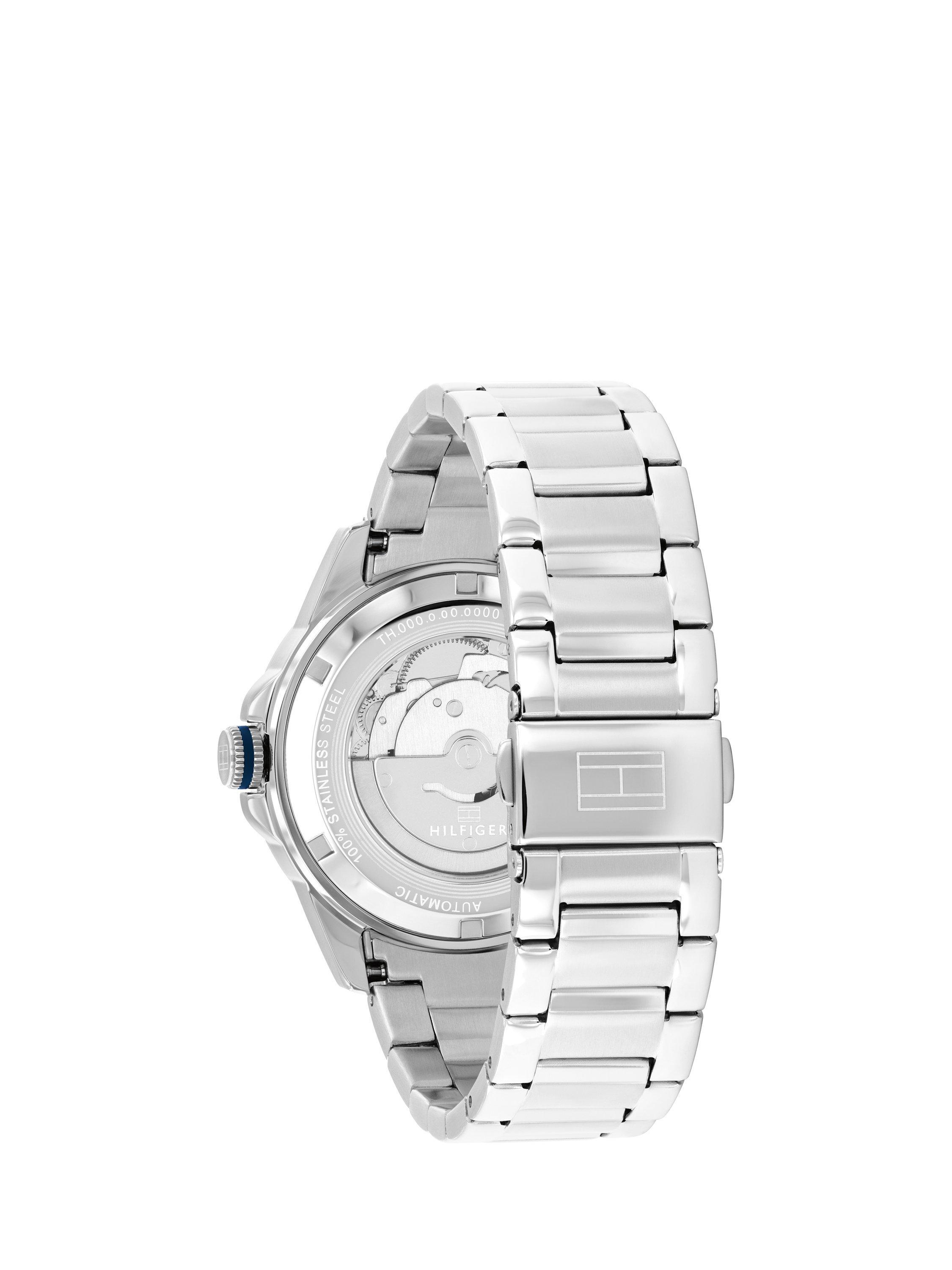 Product image 2 of 5, which shows Tommy Hilfiger 1710695 Men's Automatic Sea Gull Date Bracelet Strap Watch, Silver