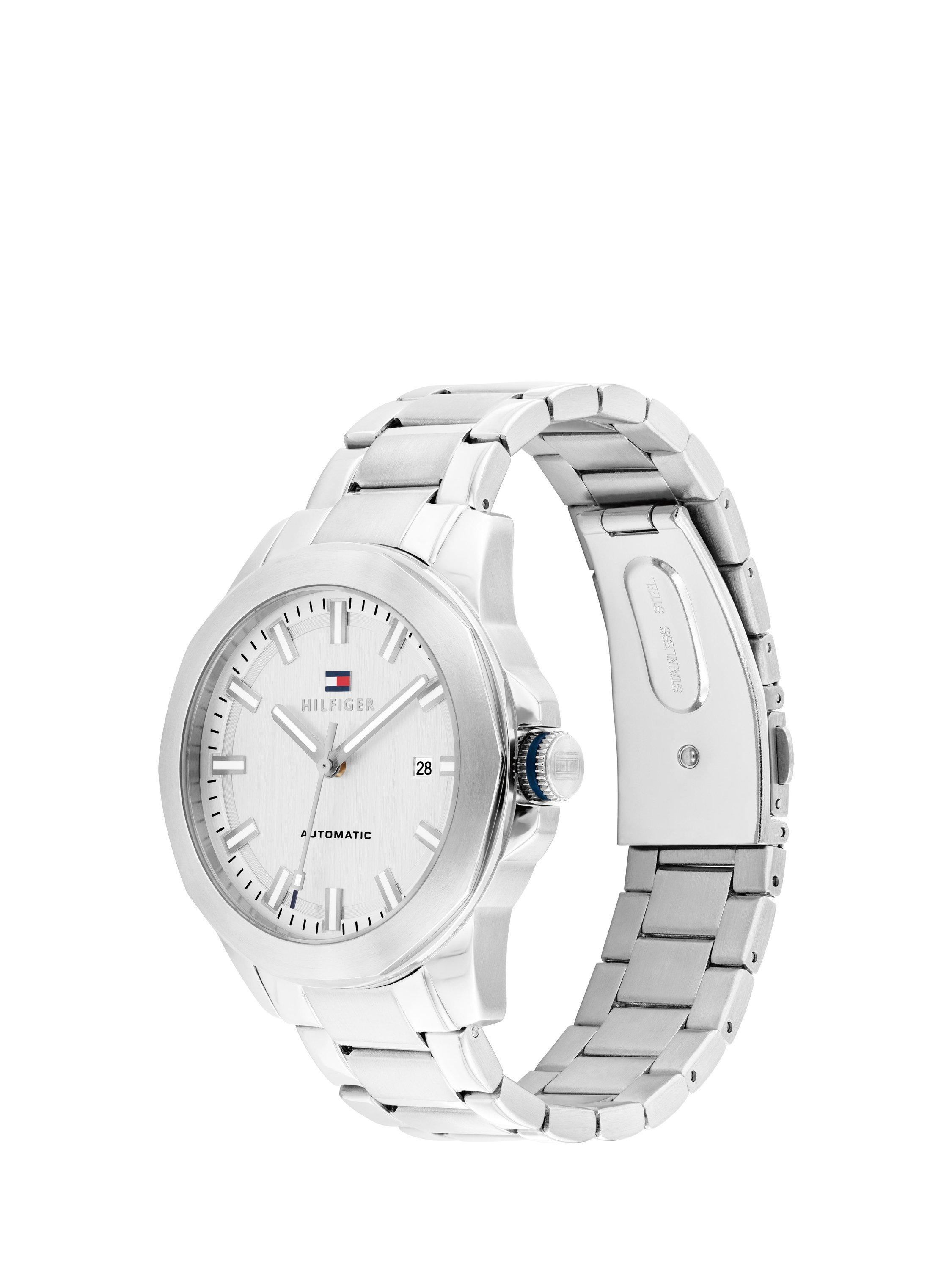 Product image 3 of 5, which shows Tommy Hilfiger 1710695 Men's Automatic Sea Gull Date Bracelet Strap Watch, Silver
