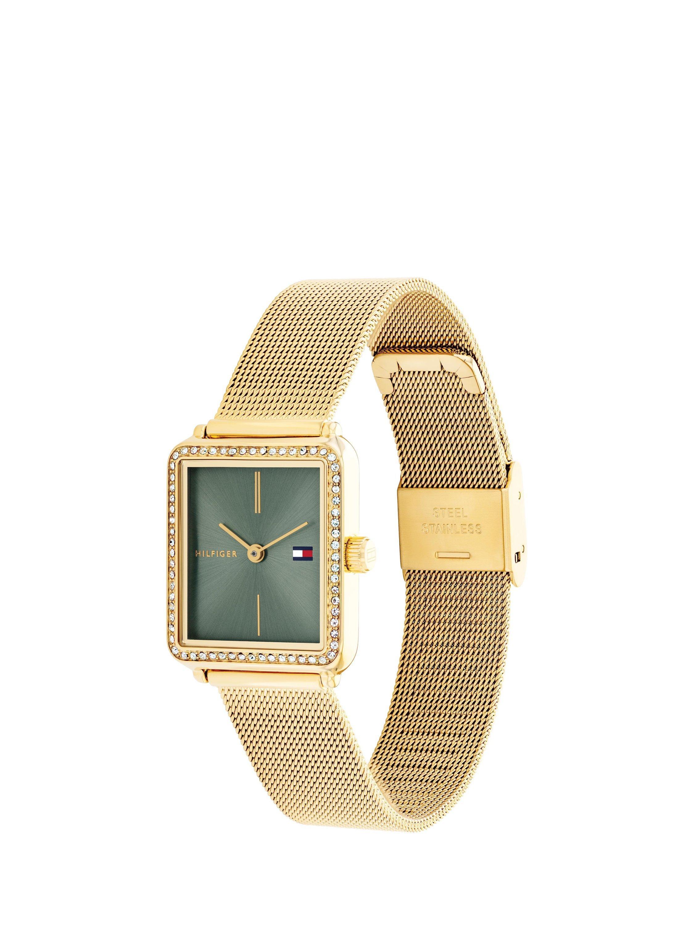 Product image 2 of 4, which shows Tommy Hilfiger 1782791 Women's Tea Crystal Mesh Strap Watch, Green