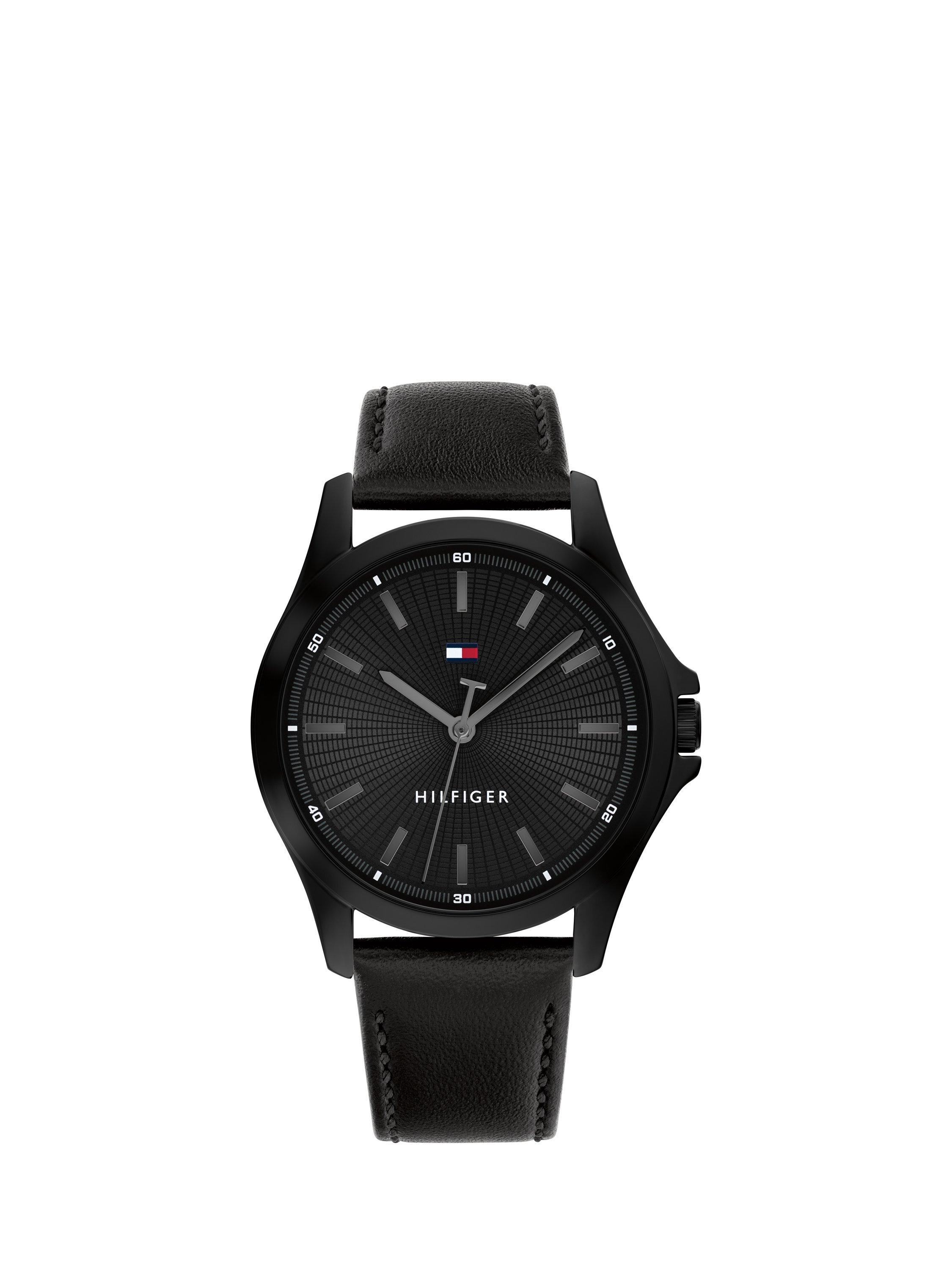 Tommy Hilfiger 1792190 Men's Bruce Leather Strap Watch, Black