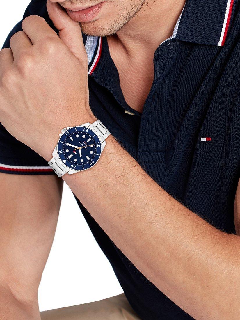 Product image 4 of 5, which shows Tommy Hilfiger 1792202 Men's Bracelet Strap Watch, Silver/Blue