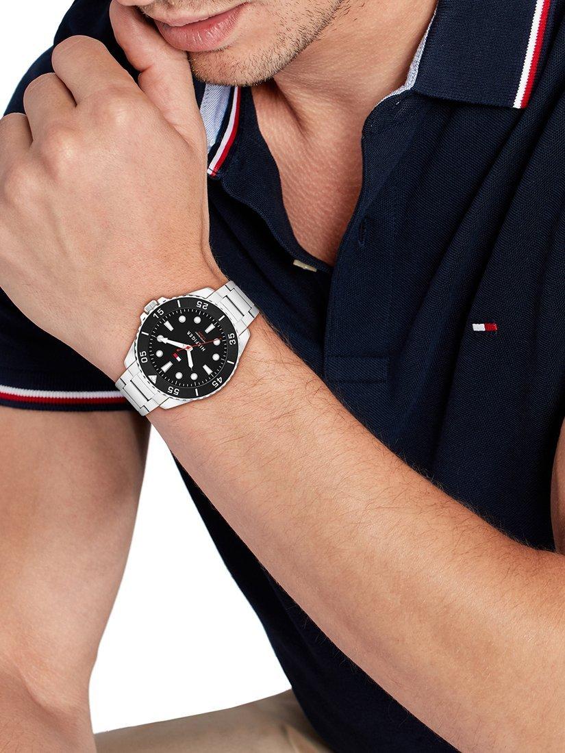 Product image 4 of 5, which shows Tommy Hilfiger 1792203 Men's Bracelet Strap Watch, Silver/Black