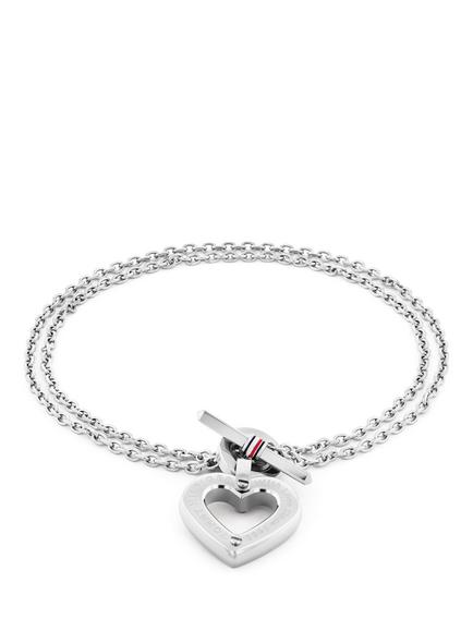 Tommy Hilfiger Heart Pendant Chain Bracelet, Silver, Silver