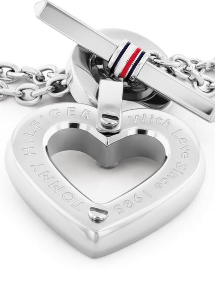 Tommy Hilfiger Heart Pendant Chain Bracelet, Silver - view 2, Silver
