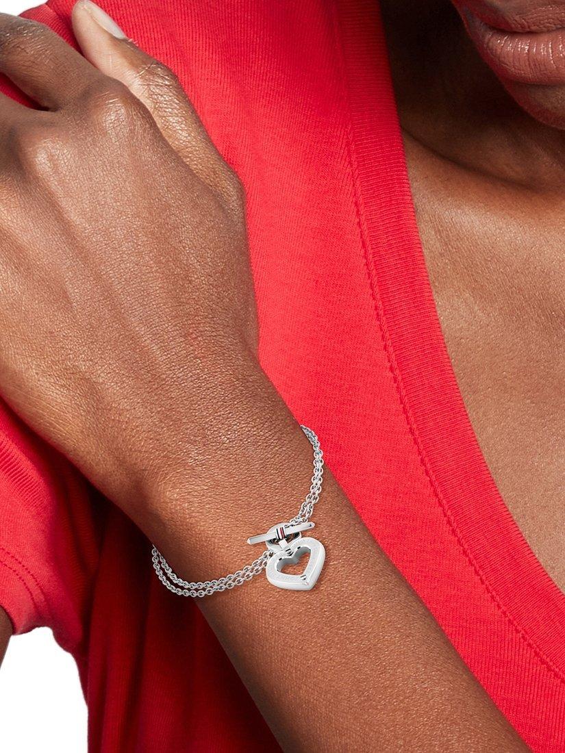 Product image 3 of 4, which shows Tommy Hilfiger Heart Pendant Chain Bracelet, Silver