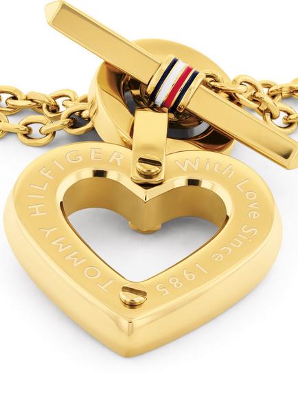 Tommy Hilfiger Heart Pendant Chain Bracelet, Gold - view 2, Gold