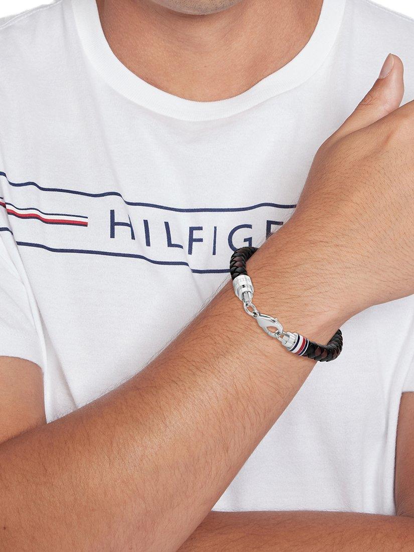 Product image 2 of 3, which shows Tommy Hilfiger Braided Leather Bracelet, Black