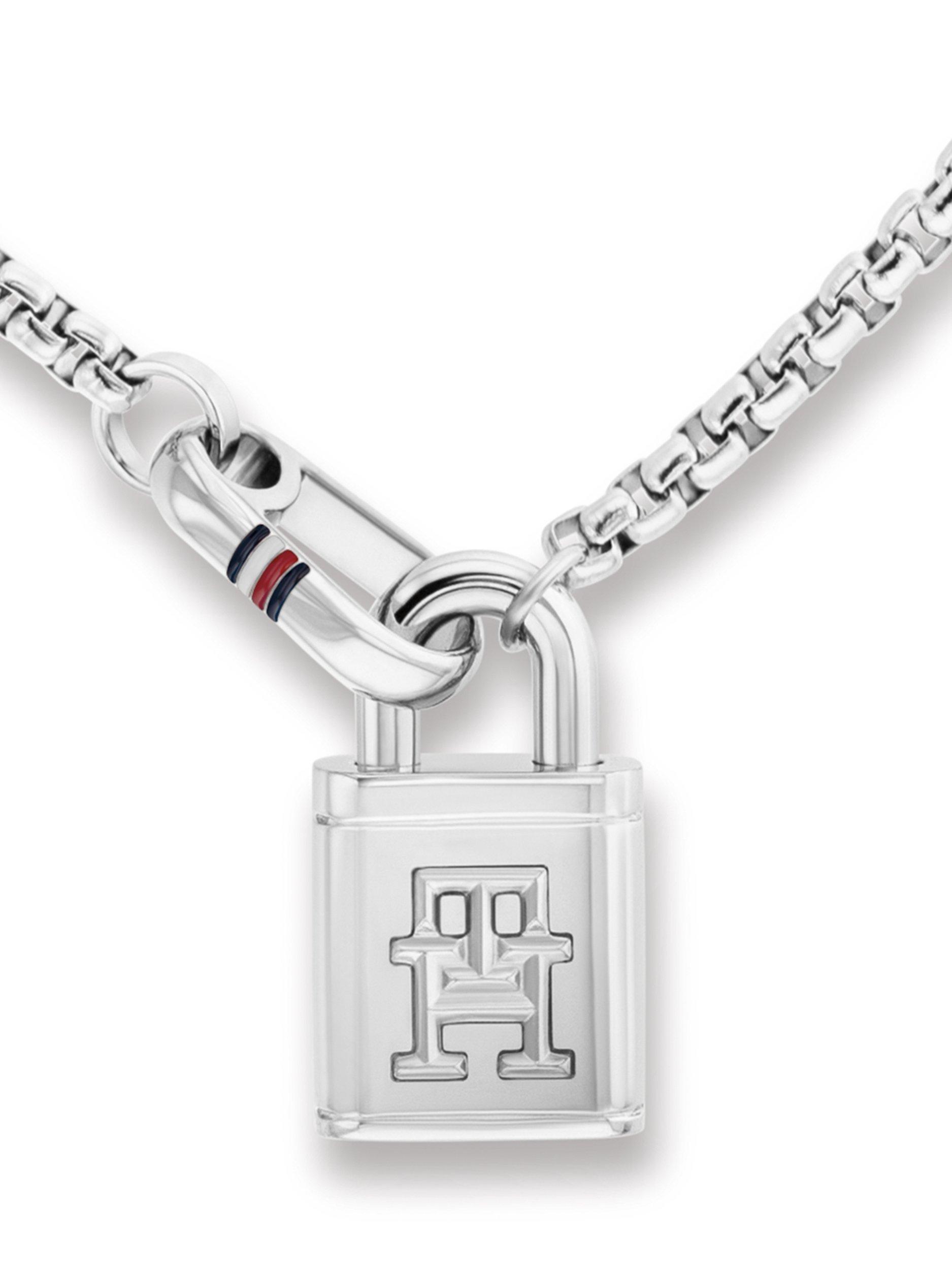 Product image 2 of 4, which shows Tommy Hilfiger Lock Charm Pendant Necklace, Silver