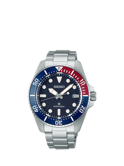 Seiko SNE595P1 Men's Prospex Solar Diver's Date Bracelet Strap Watch, Silver/Navy