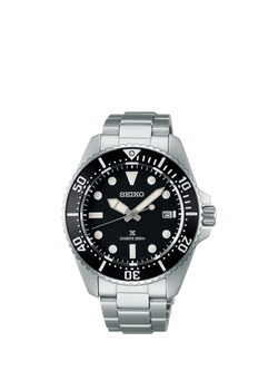 Seiko SNE597P1 Men's Prospex Solar Diver's Bracelet Strap Watch, Black, Black