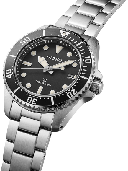 Seiko SNE597P1 Men's Prospex Solar Diver's Bracelet Strap Watch, Black - view 2, Black