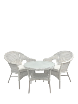Daro Cebu 2-Seater Garden Bistro Table & Chairs Set, Antique White Wash, White