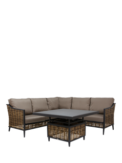 Daro Langley 5-Seater Corner Garden Lounge/Casual Dining Set with Height-Adjustable Table, Black, Black