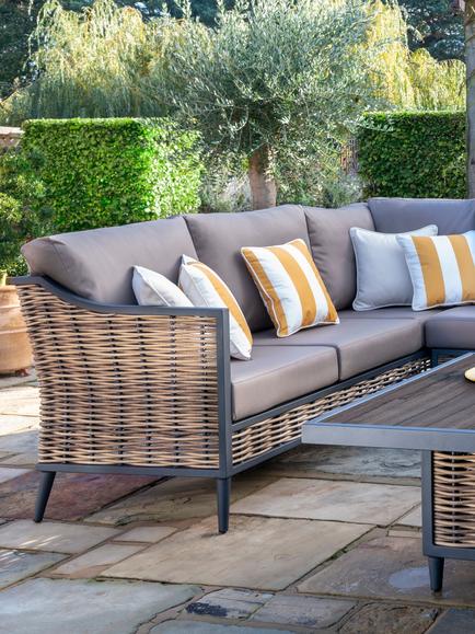 Daro Langley 5-Seater Corner Garden Lounge/Casual Dining Set with Height-Adjustable Table, Black - view 2, Black