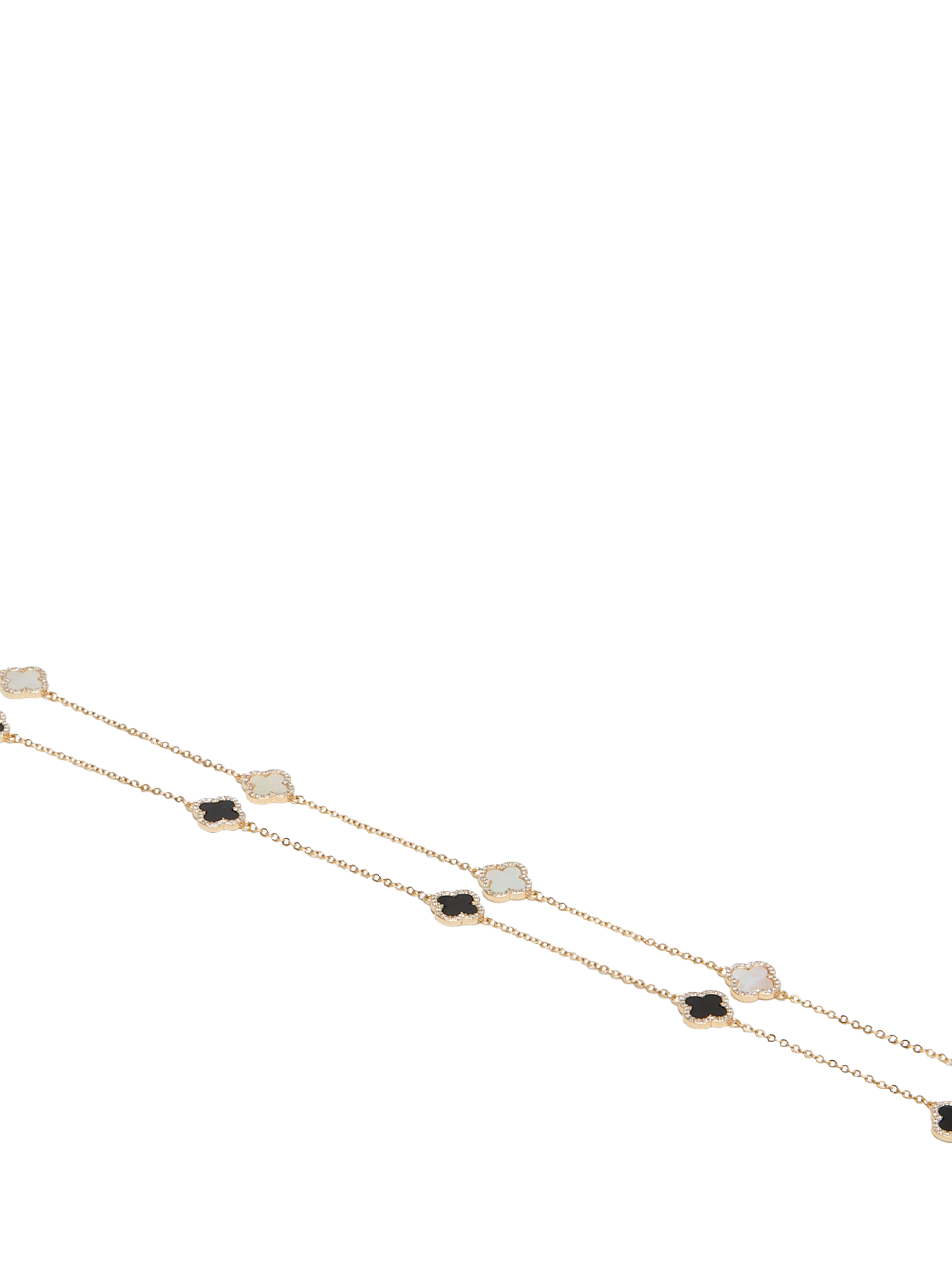 Product image 3 of 4, which shows Jon Richard Mother of Pearl and Crystal Clover Station Necklace, Gold