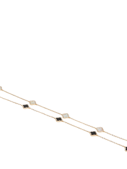 Jon Richard Enamel and Crystal Clover Station Necklace, Gold/Black - view 2, Gold/Black