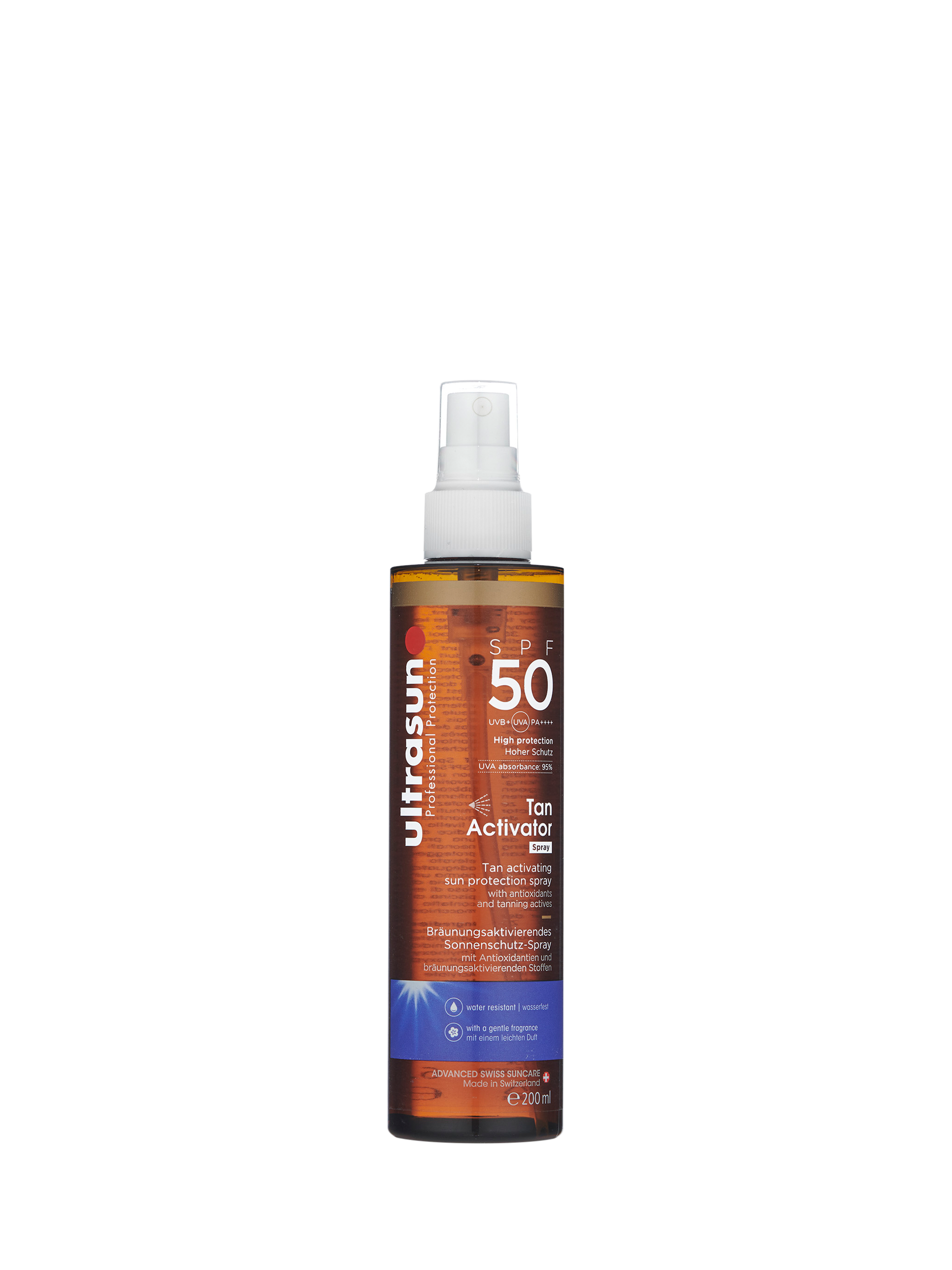 Product image 1 of 2, which shows Ultrasun Body Tan Activator SPF 50 Spray, 200ml