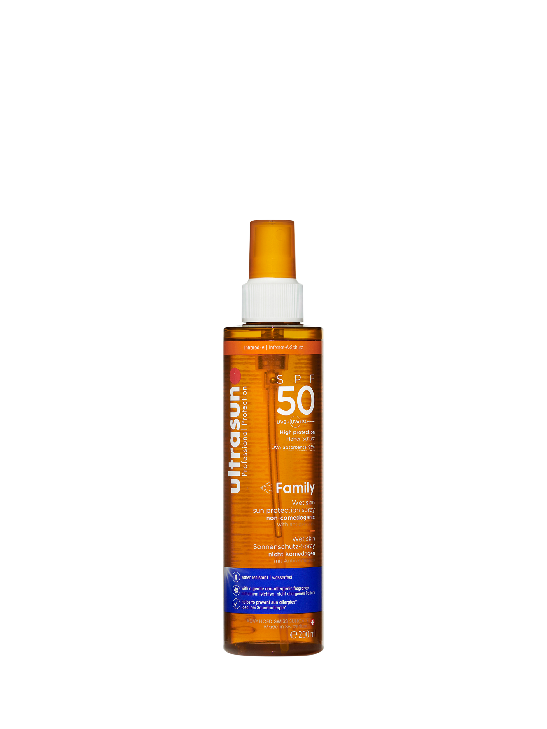 Product image 1 of 1, which shows Ultrasun Wet Skin Sun Protection Spray SPF 50, 200ml