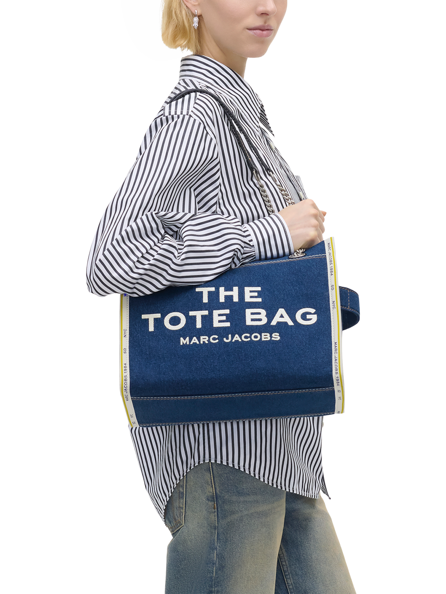 Product image 2 of 10, which shows Marc Jacobs Denim The Medium Tote Bag, Dark Wash