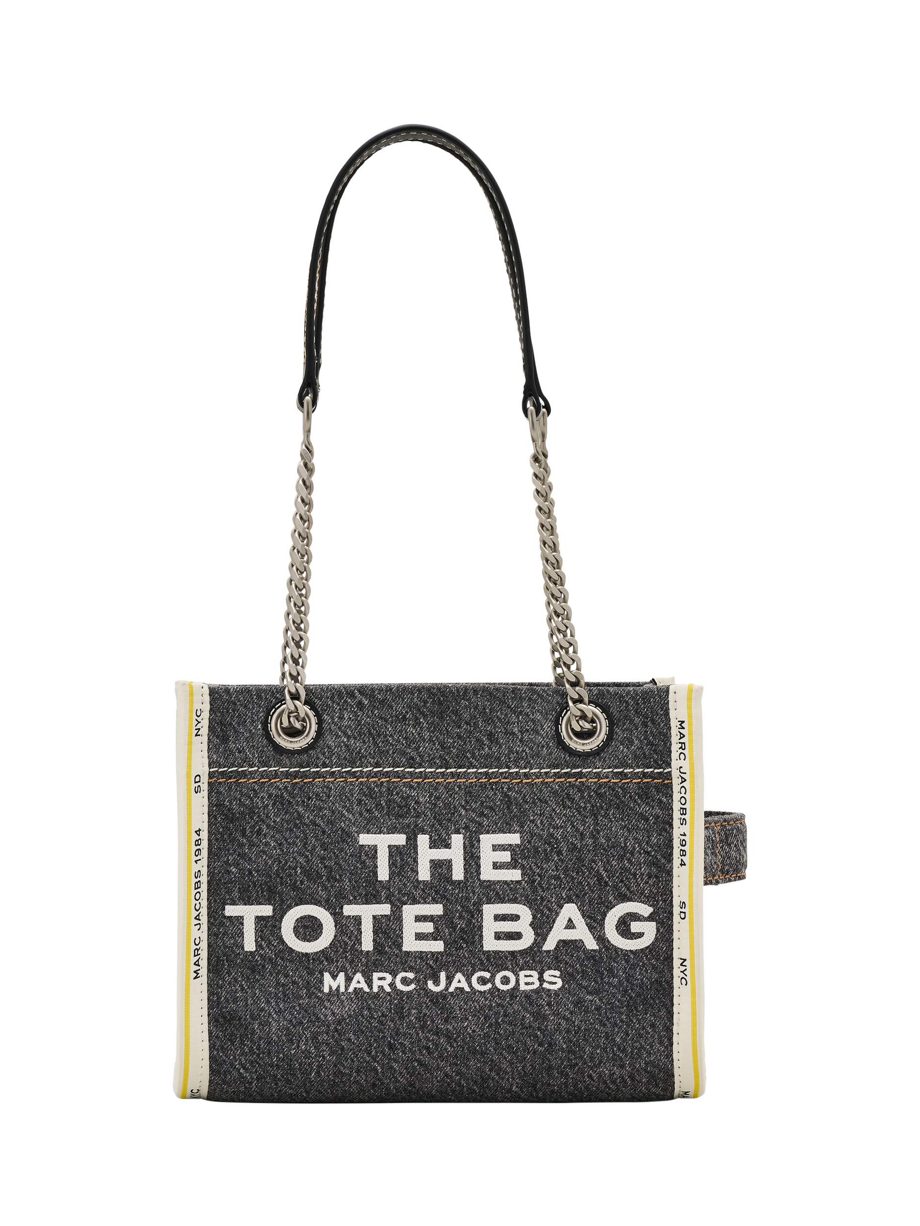 Product image 1 of 8, which shows Marc Jacobs Denim The Small Tote Bag, Black Wash