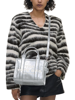 Marc Jacobs Metallic Leather The Small Tote Bag, Silver - view 2, Metallic Silver