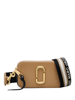 Marc Jacobs Leather Snapshot Crossbody Bag, Black, Camel Multi